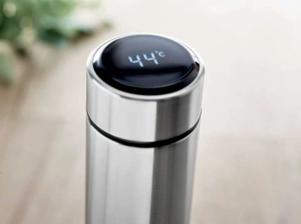 Čierna termoska s LED teplomerom a čajovým sitkom 450ml 2