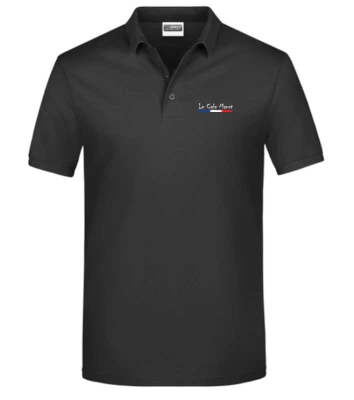 Unisex čierna polokošeľa s logom Le Cafe Manet