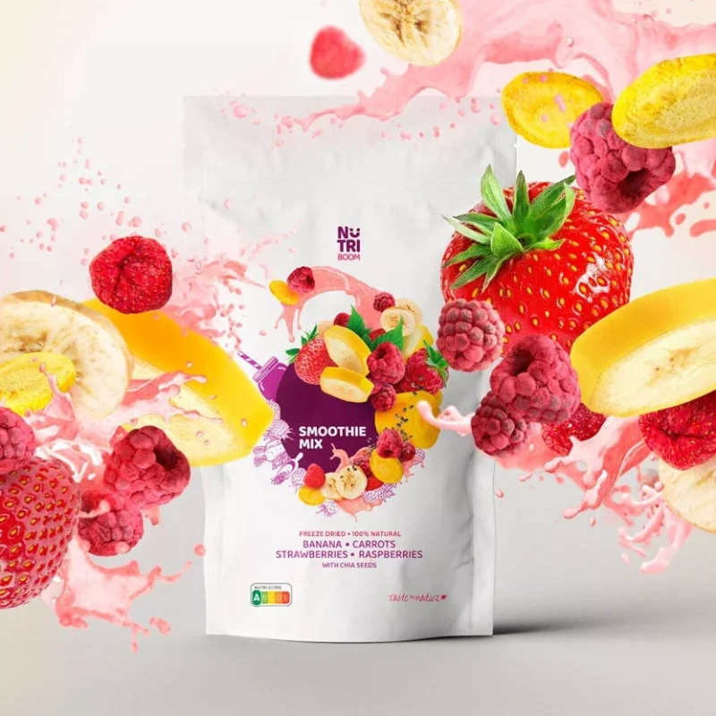 Smoothie instantný lyofilizovaný nápoj - Mix BANÁN, MALINA, JAHODA, MRKVA (500ml / 23g) 3